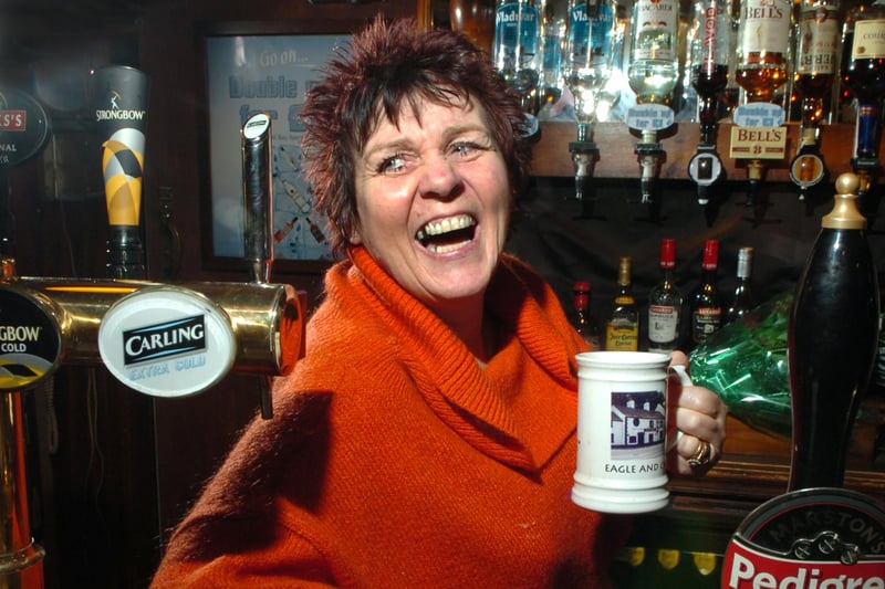 Linda Roach, landlady of the Eagle and Child in Leyland, who was retiring after 17 years in the business in 2009