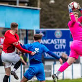 Match action from Lancaster City's 2-0 win over FC United of Manchester (photo: Phil Dawson)