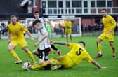 Match action from Bamber Bridge's win over Lancaster City (photo: Ruth Hornby)
