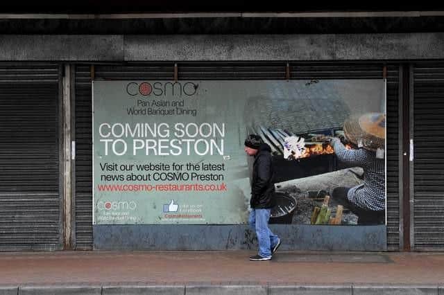 Cosmo Authentic World Kitchen is still advertising a site earmarked as 'coming soon' to Preston 10 years later