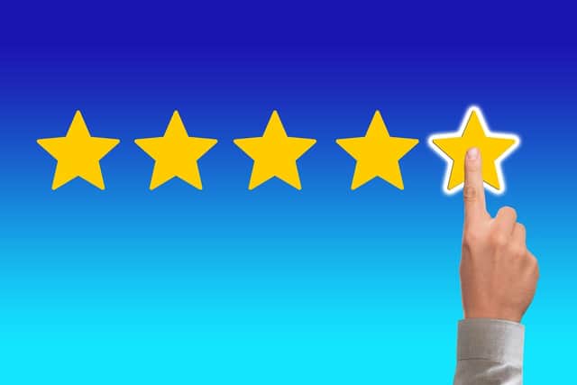 Five star review selection using touchscreen device
