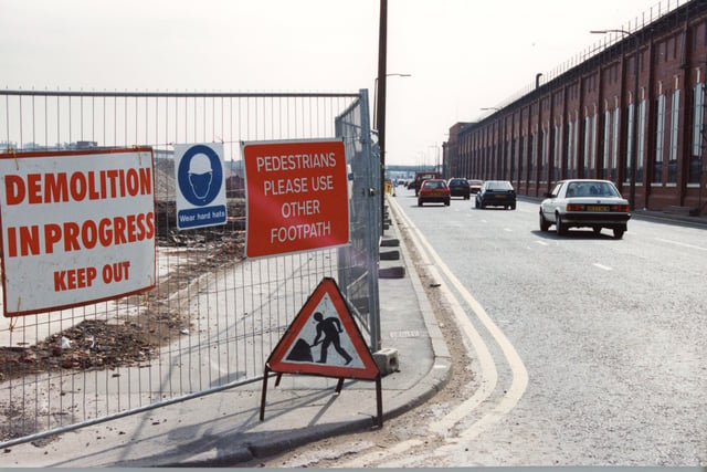 Demolition works in 1994 on the former BAE factory on Strand Road, Preston