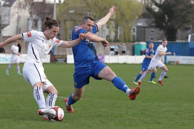 Lancaster City in action at home to Nantwich Town (photo: Phil Dawson)