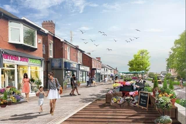 How a redesigned Liverpool Road would look, with "spill-out" spaces outside the shops