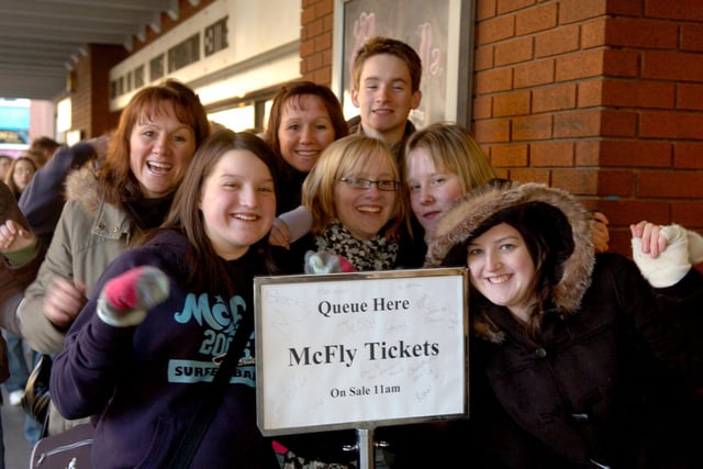 Fans in the queue for McFly tickets at Preston Guild Hall