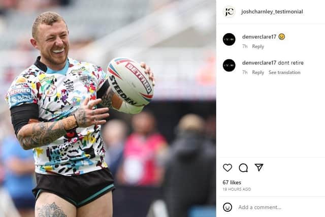 The first post on the Josh Charnley Testimonial 2024 Instagram account. Credit: @joshcharnley_testimonial/Instagram