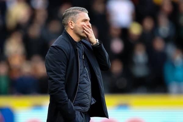 Preston North End manager Ryan Lowe  shouts instructions to his team from the technical area