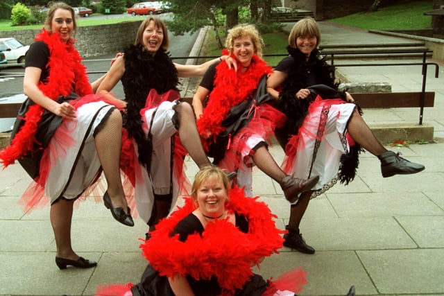 The staff of Archbishop Temple High School, Fulwood, Preston, get in the swing for the school revue. At the front Trilby Beetham is doing the splits, with fellow Can-Can girls (pictured left to right) Louise Emery, Kay Harrison, Janet Wrathall, and Eileen Smith