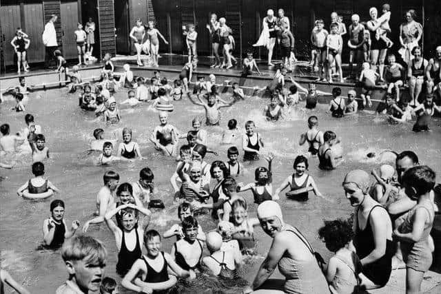 The swimming pool on Haslam Park was a popular place to be - this image was taken in 1939. Courtesy of John Swindells and the Preston Past and Present Facebook group
