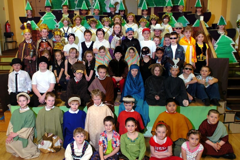 Years 3 and 4 at St Mary and St Benedict's Primary School in Bamber Bridge, performing 'Baboushka' in 2008