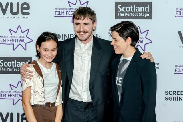 Lead actors Frankie Corio and Paul Mescal with Charlotte Wells, director of Aftersun which opened this year's Edinburgh International Film Festival. Picture: Getty/Euan Cherry