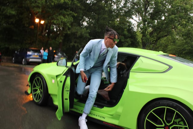 This Lostock Hall Academy pupil turned up in a very striking green sports car.