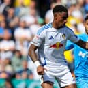 Leeds United's Junior Firpo shields the ball from Preston North End's Kaine Kesler-Hayden Picture: Alex Dodd/CameraSport