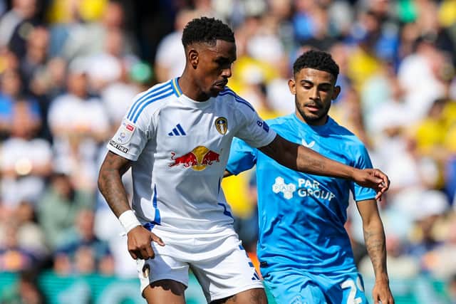 Leeds United's Junior Firpo shields the ball from Preston North End's Kaine Kesler-Hayden Picture: Alex Dodd/CameraSport
