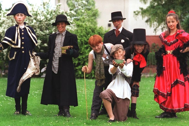 The principle characters from the Kennington County Primary School, Fulwood, Preston, production of Oliver. Left to right: Clare Norris, Naomi Moore, Chris Burns, David Blackburn (back), Amy Richardson (front), Rachel Stribbling and Harriet Devonport