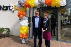 Lancaster and Fleetwood MP Cat Smith at NanoSUN's new HQ in Lancaster with Dean O’Connor, NanoSUN CEO