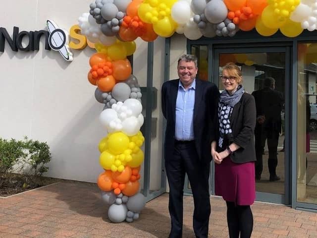 Lancaster and Fleetwood MP Cat Smith at NanoSUN's new HQ in Lancaster with Dean O’Connor, NanoSUN CEO
