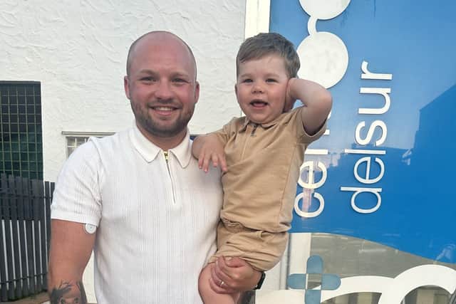 Burnley's Harry Stanworth, pictured with his son Flynn, will run the London Marathon for the second time to raise money for Diabetes UK. Harry has been a type one diabetic since he was two