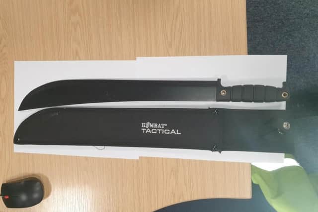 A teenage boy was arrested after a large machete was discovered in Preston (Credit: Lancashire Police)