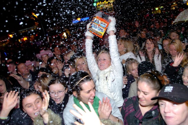 Totally covered in snow at the Christmas lights switch-on in Preston