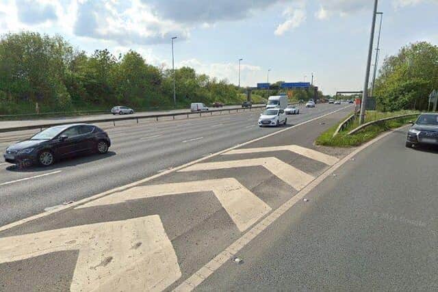 The merger point for southbound traffic at junction 31A of the M6 is already problematic at the busiest times of day - so could it prevent further industrial development in the vicinity? (image: Google)