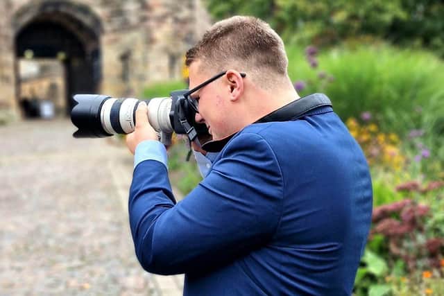 Joshua Brandwood taking snaps at Lancaster Castle. Photo: Brandwood Photography