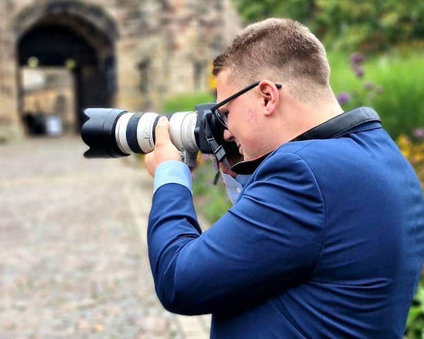 Joshua Brandwood taking snaps at Lancaster Castle. Photo: Brandwood Photography