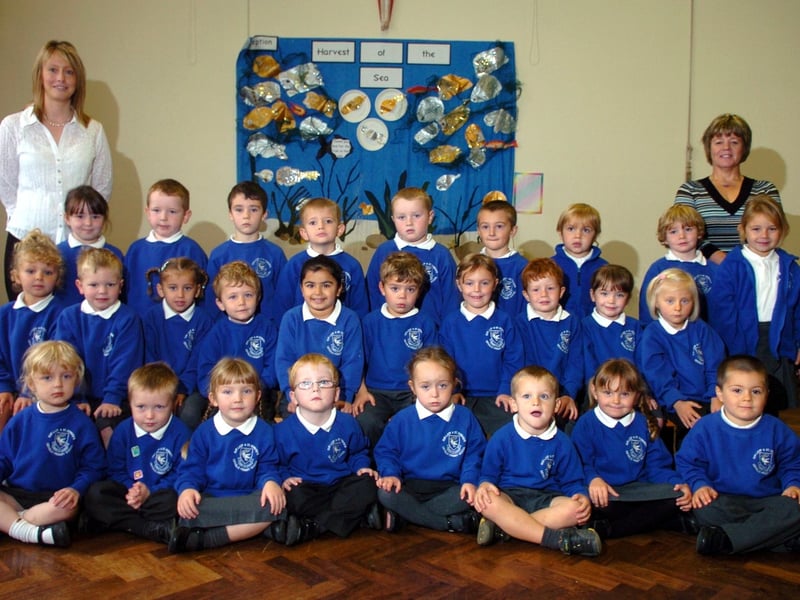 Reception class children at Our Lady and St. Edward's Catholic Primary School, Fulwood