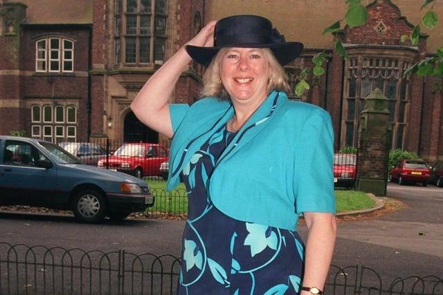 Kath Moss, head teacher of Moor Park High School, Deepdale, Preston, dressed up