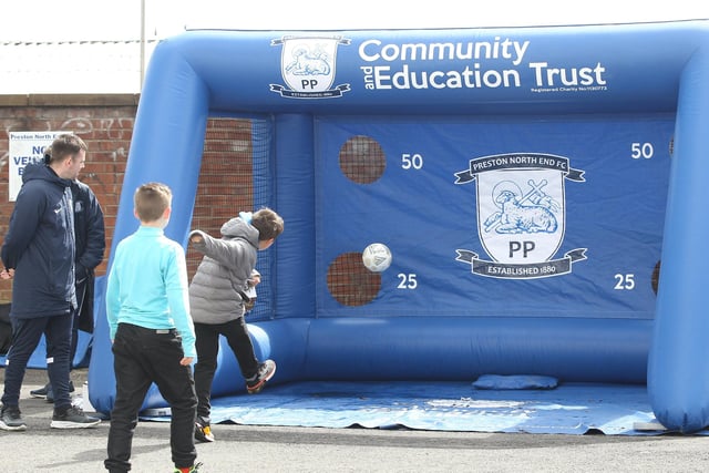 A young PNE fan has a shot at the fan zone