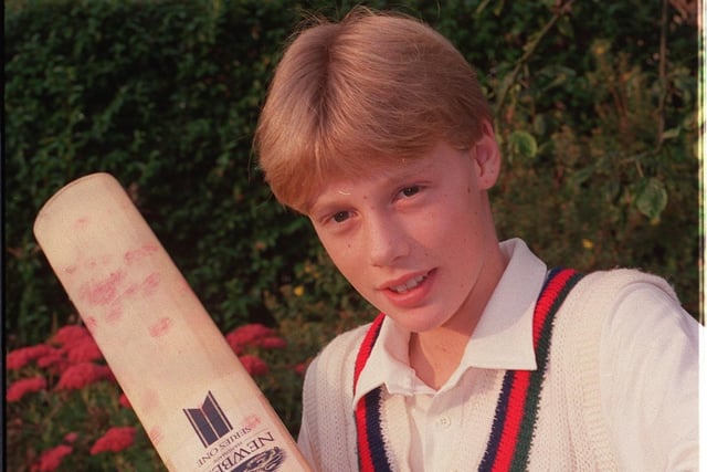 A young Andrew Flintoff shows off his batting technique in 1991