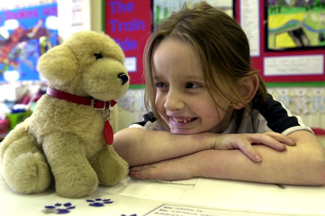 Year 2 pupil Sophie Bradley, six, meets Tango during the visit to Greenlands Primary School in Ribbleton by Angela Bowe, the RSPCA school education officer for Lancashire (education)
