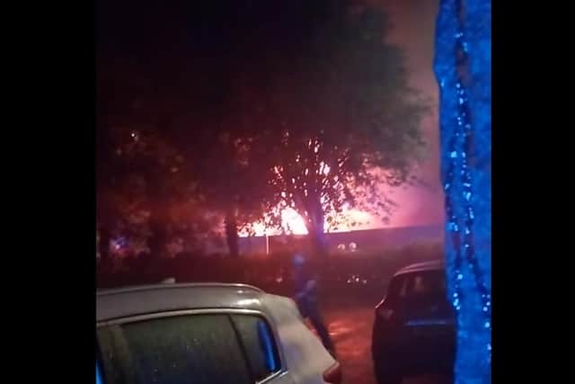 The fire broke out at a former garage in George Street, Chorley shortly after 10pm on Sunday (July 30). (Photo by Sam Horlock)