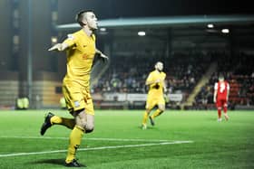 Preston North End's Paul Huntington celebrates scoring his sides second goal.