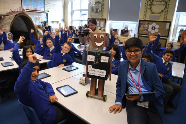 Preston lad Jay Mehta teaches coding to pupils at Eldon Primary School in front of the BBC Newsround cameras.
