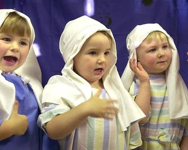 Children signing "Twinkle Twinkle Little Star" for their concert at Ashcroft Day Nursery, Whitegate Drive, Blackpool, 2002