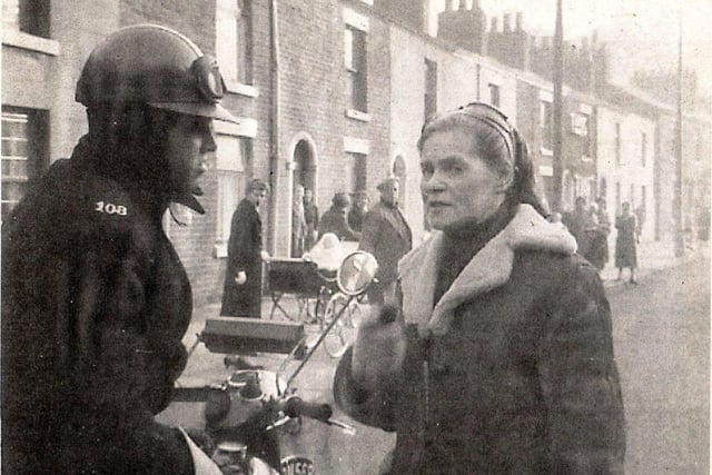 Dr. Barbara Moore, Preston 1960Preston Police Constable A. M. Macphee on escort duty, is seen talking to Dr. Barbara More in Preston during her long distance walk from John O' Groats to Land's End.British Pathe' filmed her arrival in Lands End. Watch HerePhoto: A. WillacyDr Barbara Moore (22 December 1903 – 14 May 1977) was a Russian-born health enthusiast who gained celebrity in the early 1960s for her long-distance walking.In December 1959 she walked from Edinburgh to London. In early 1960 she walked from John O' Groats to Land's End in 23 days. She then undertook a 46 day, 3,387 mile walk from San Francisco to New York City, where she arrived on July 6, 1960.She was a vegetarian and reputed to be a breatharian. She walked with only nuts, honey, raw fruit and vegetable juice for nourishment. She died in a London hospital on 14 May 1977.