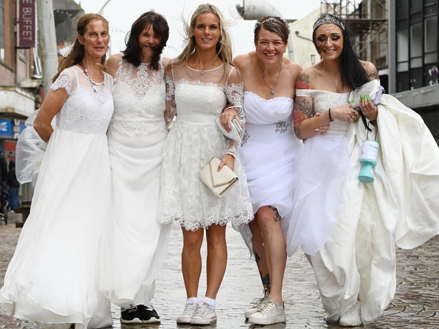 The annual Wedding Walk, raising funds for Trinity Hospice.