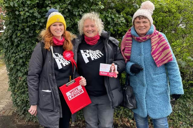 Naoimh canvassing with fellow Labour Preston City Councillors Anna Hindle and Nerys Eaves.