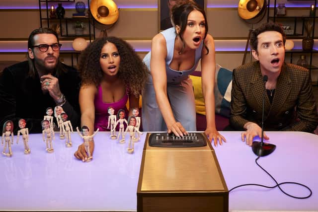 From left, Pete Wicks, Amber Rose Gill, Vicky Pattison and Nick Grimshaw are the reality TV show experts manipulating proceedings in The Underdog: Josh Must Win (Picture: Matt Monfredi/Channel 4)