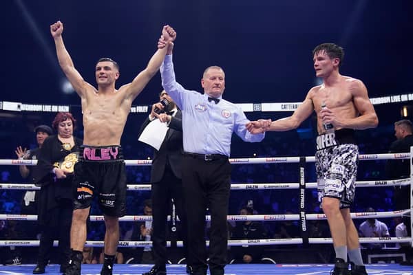 Jack Catterall celebrates victory over Darragh Foley. Picture: Dave Thompson/Matchroom Boxing