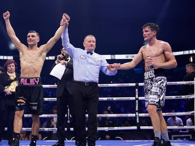 Jack Catterall celebrates victory over Darragh Foley. Picture: Dave Thompson/Matchroom Boxing