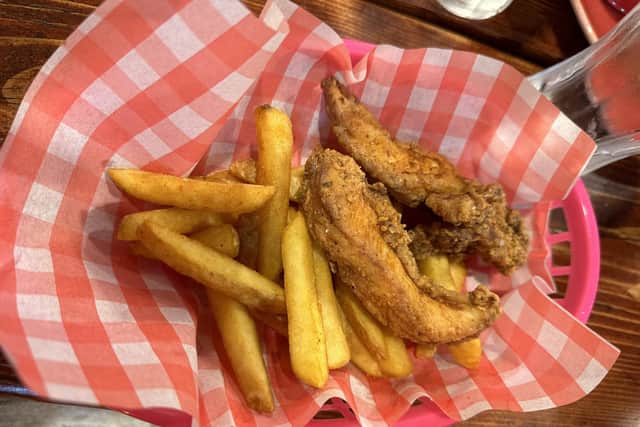 Chicken strips and fries from the children's menu
