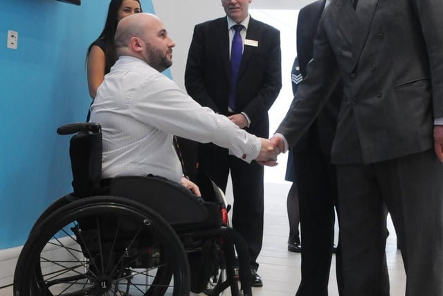 HRH Prince Charles meets Rick Clement, left,  during his visit to BAE Systems Academy in 2017