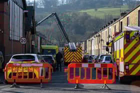 Fire, police and ambulance attend the scene of a house fire on Queen Street, Whalley. Photo: Kelvin Stuttard
