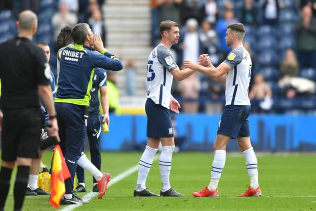 Preston North End defender Paul Huntington comes on as a substitute against Middlesbrough at Deepdale