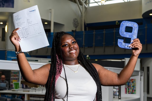Jada achieved top grades with two Grade 9s, five Grade 8s and a Distinction.