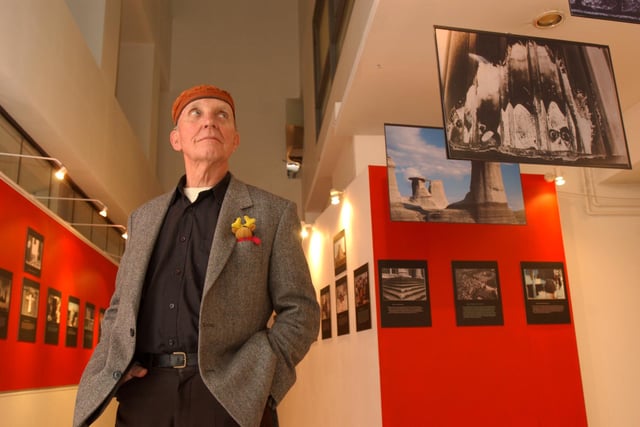 Graphic designer Ken Garland at the opening of his exhibition at the Glasgow School of Art in 2004.