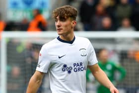 Preston North End's Finlay Cross-Adair in action at Deepdale during his debut against Stoke City