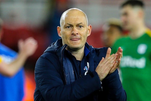 Preston North End manager Alex Neil celebrates after the match.
